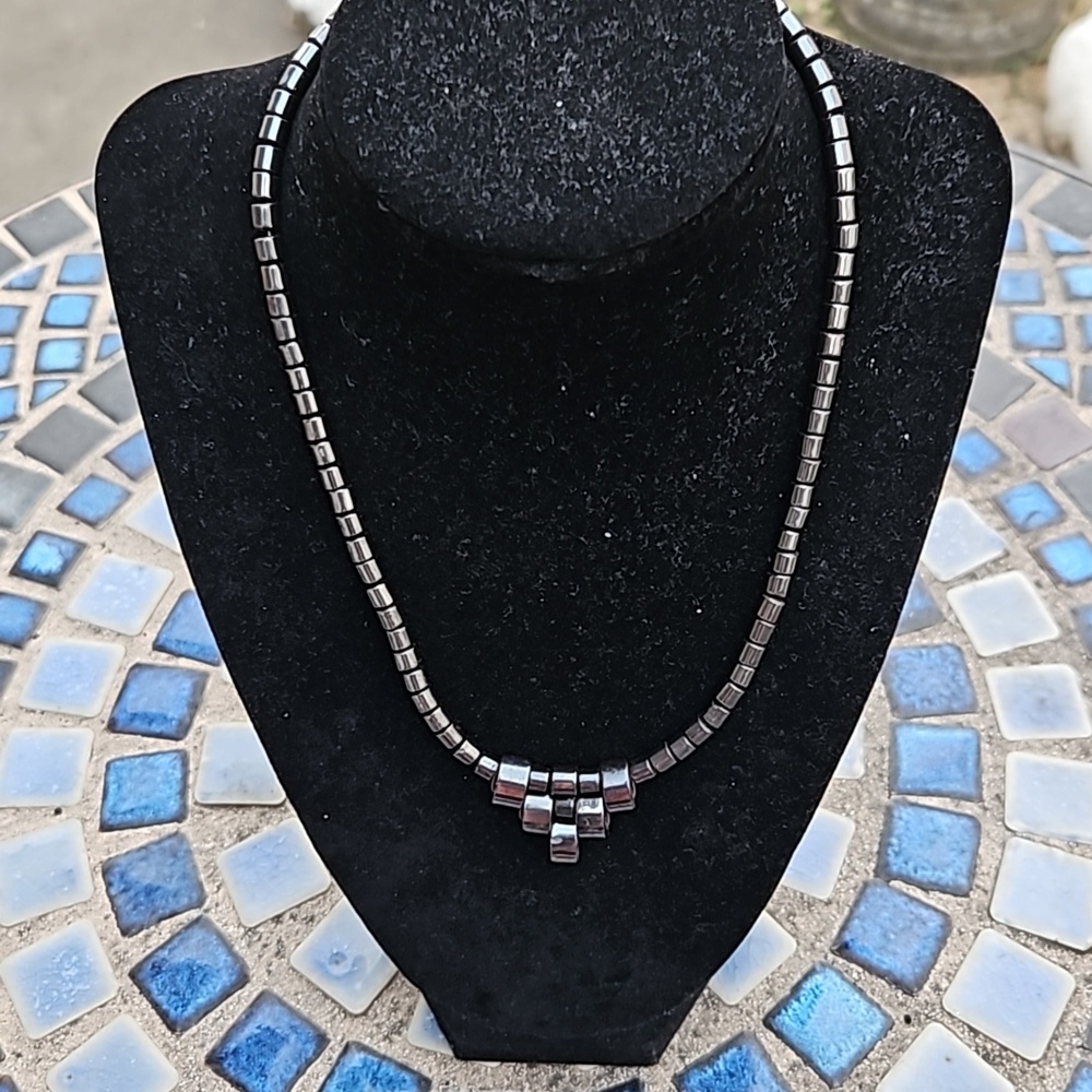 Vintage Hematite Beaded Necklace